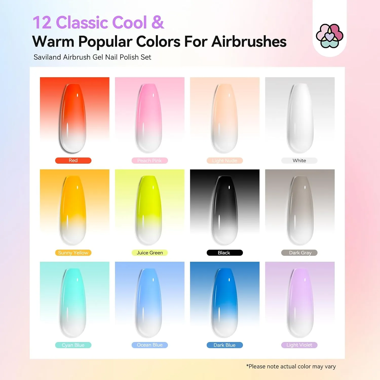 12 Classic Color Airbrush Gel Nail Polish