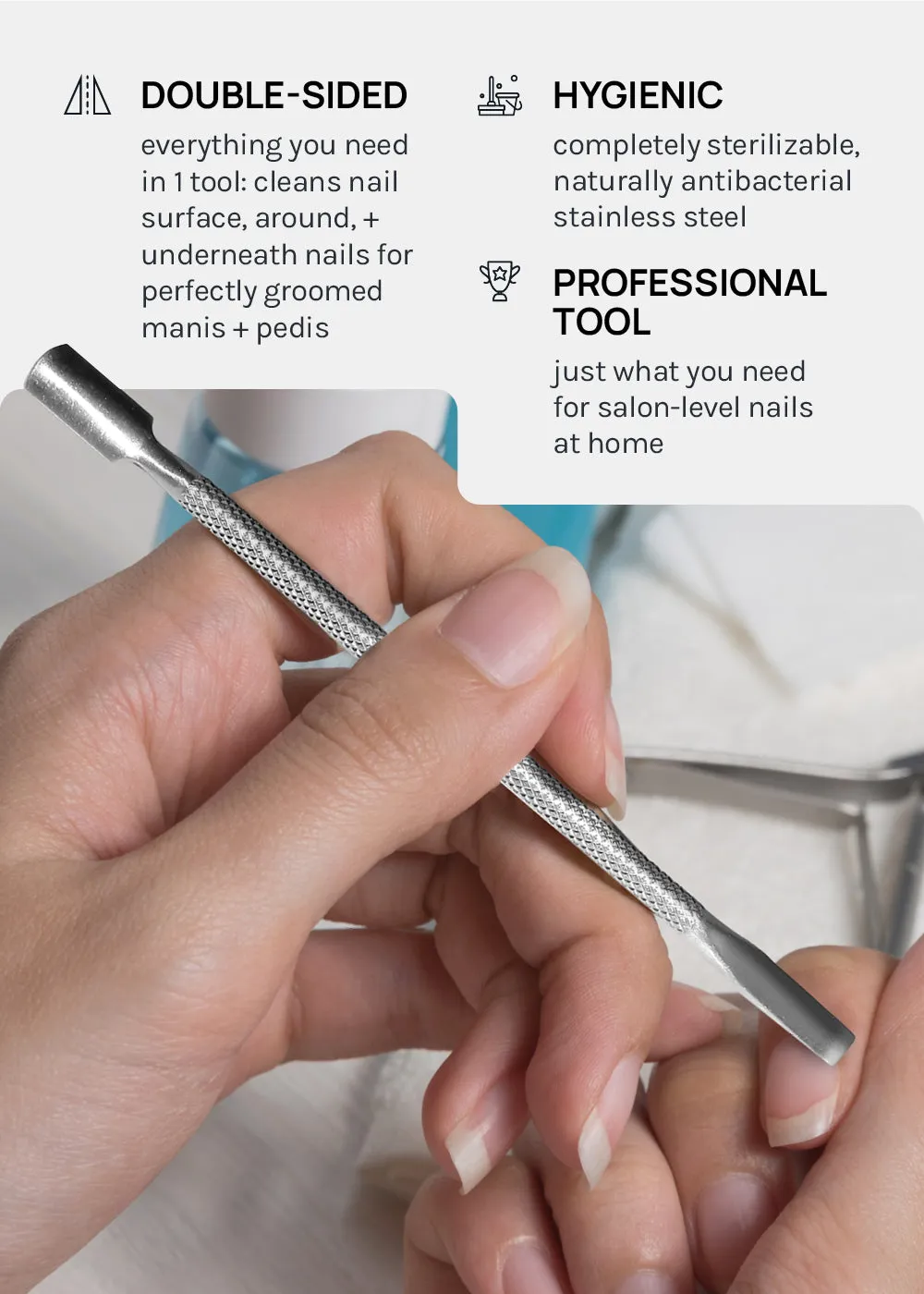 AOA Dual-Ended Cuticle Pusher   Nail Cleaner