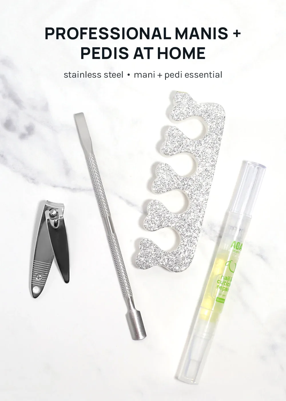 AOA Dual-Ended Cuticle Pusher   Nail Cleaner