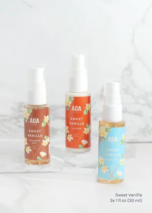 AOA Lotion, Shower Gel & Body Mist - Sweet Vanilla