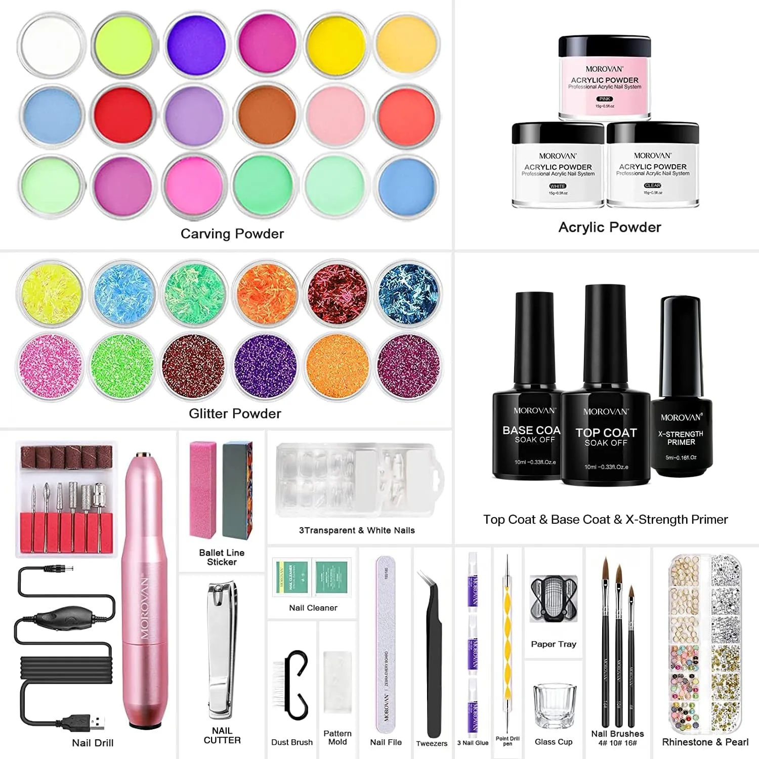 Beginner Acrylic Nail Set with Drill - Complete Kit for Stunning Nail Extensions & DIY Art