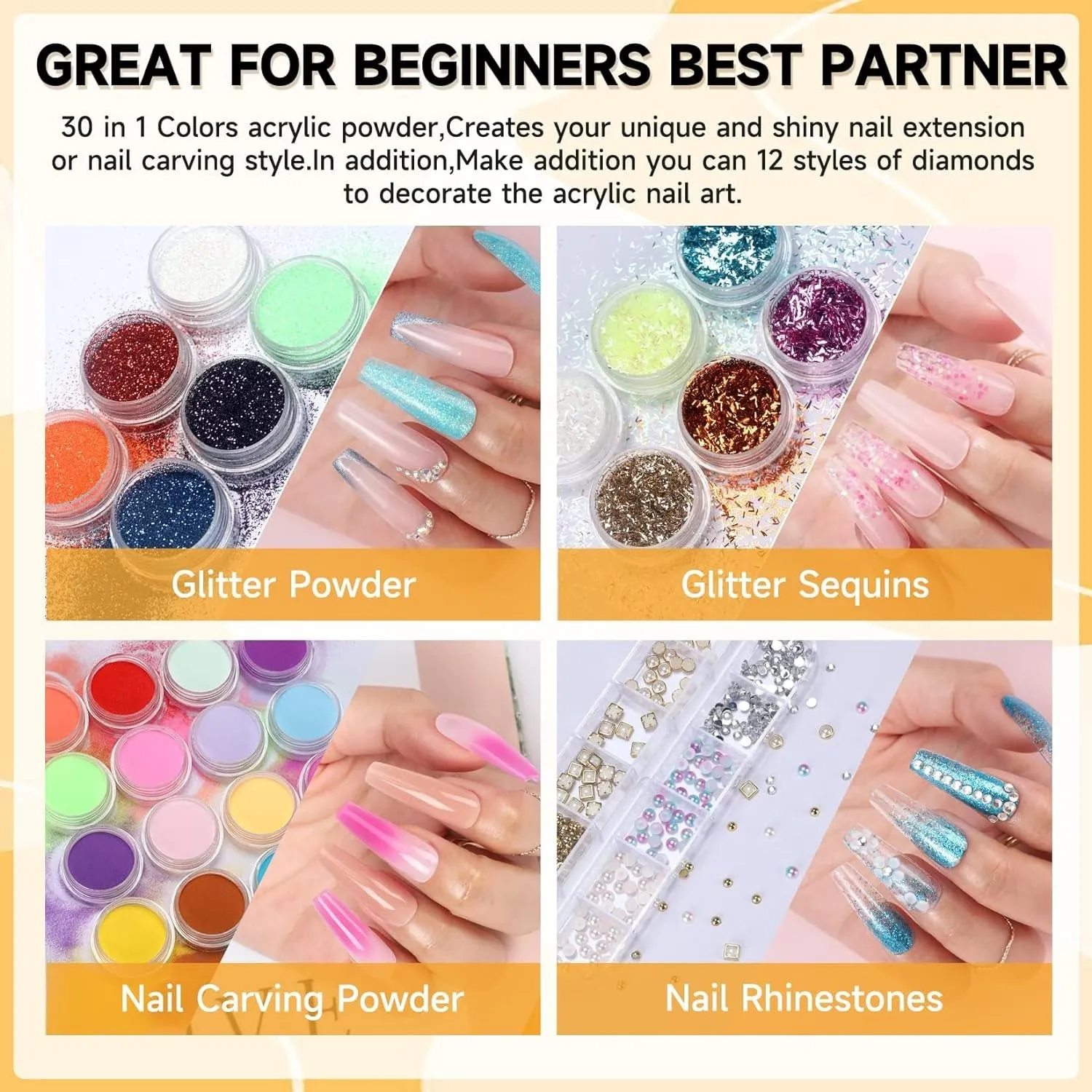 Beginner Acrylic Nail Set with Drill - Complete Kit for Stunning Nail Extensions & DIY Art