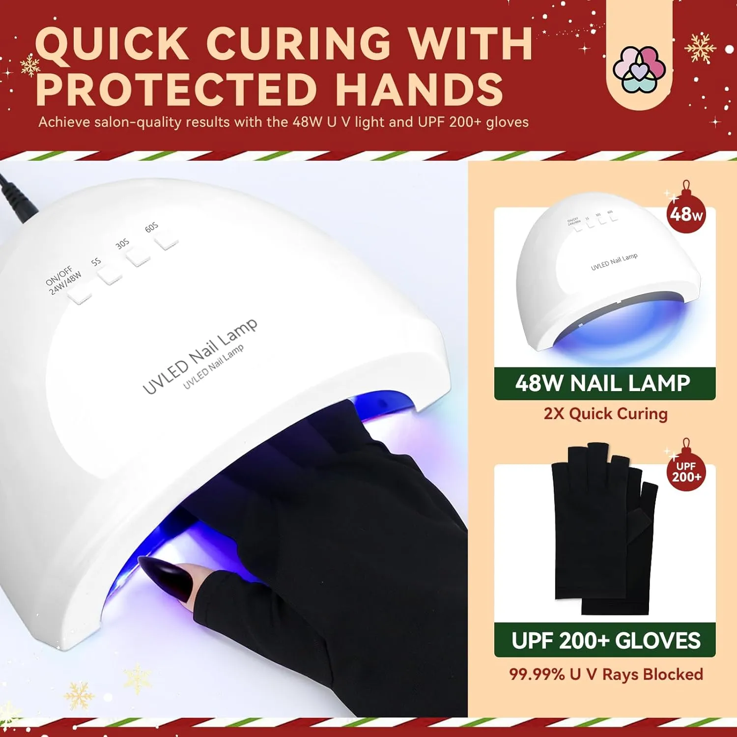 Christmas Gel Nail Polish Kit with Lamp,Gloves & Drill