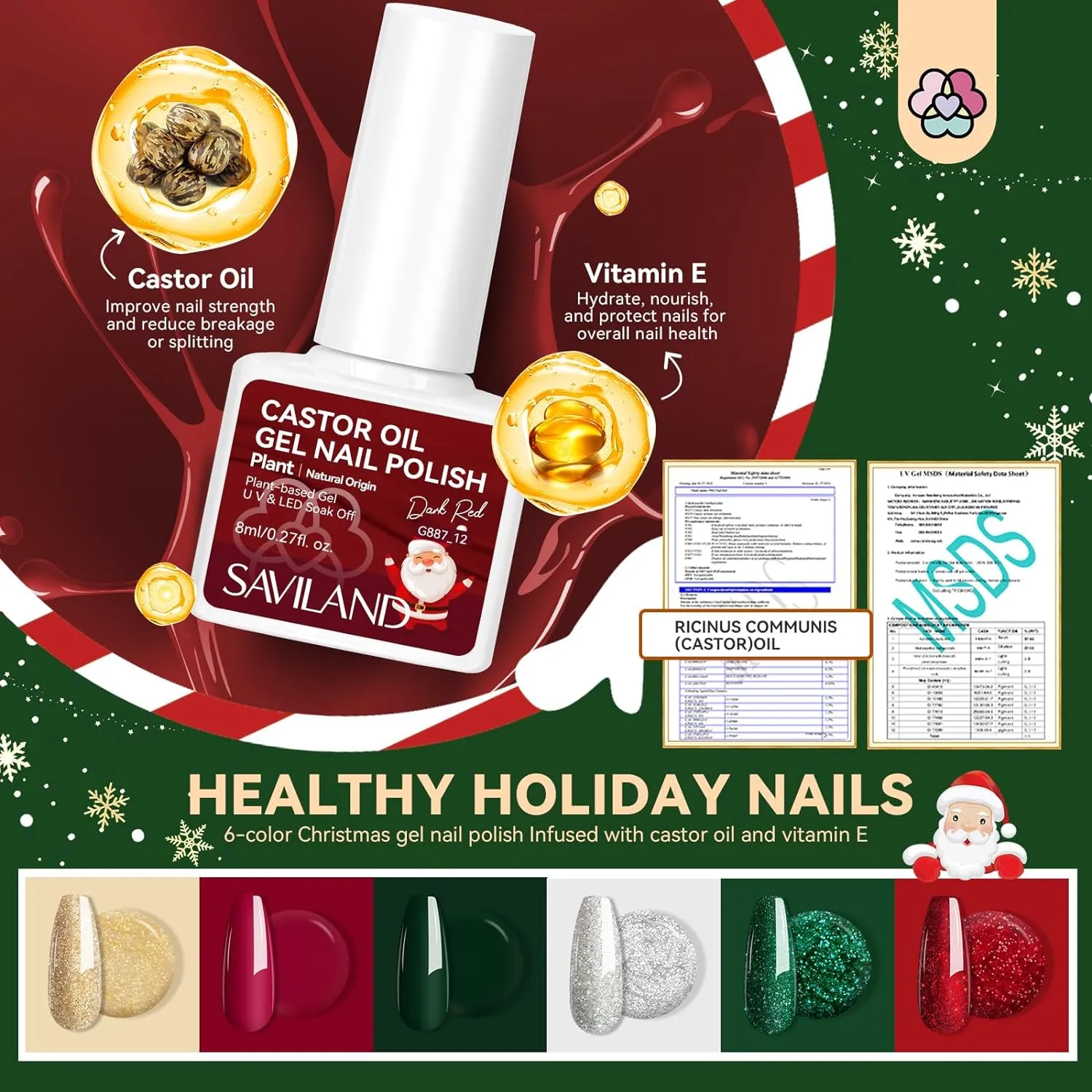 Christmas Gel Nail Polish Kit with Lamp,Gloves & Drill