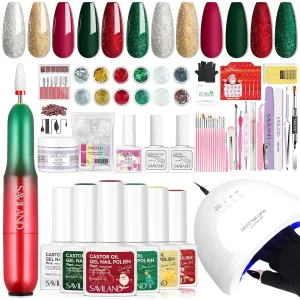 Christmas Gel Nail Polish Kit with Lamp,Gloves & Drill