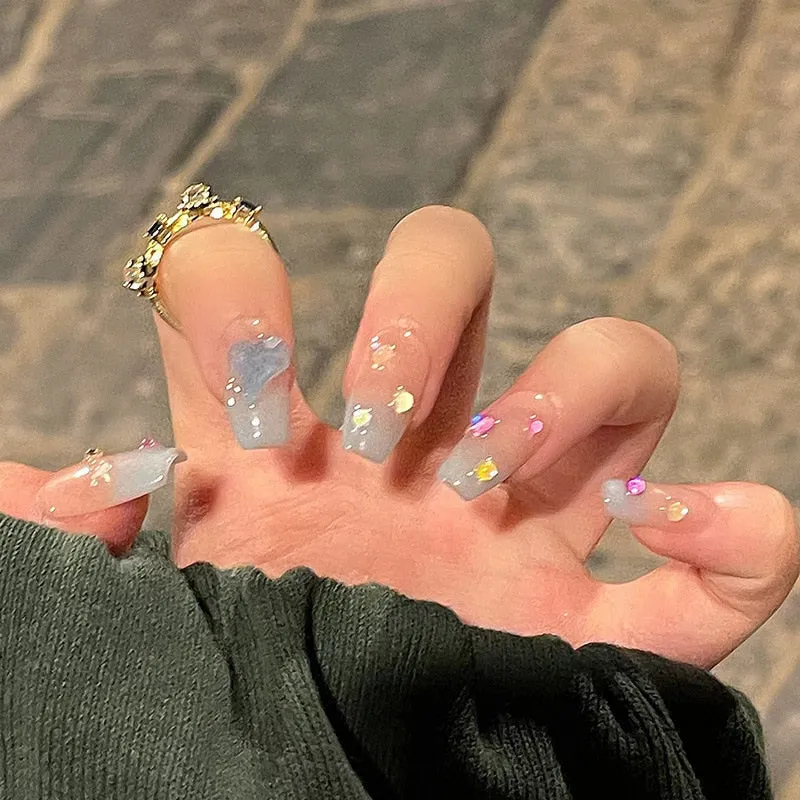 Clear Glittery Press On Nails