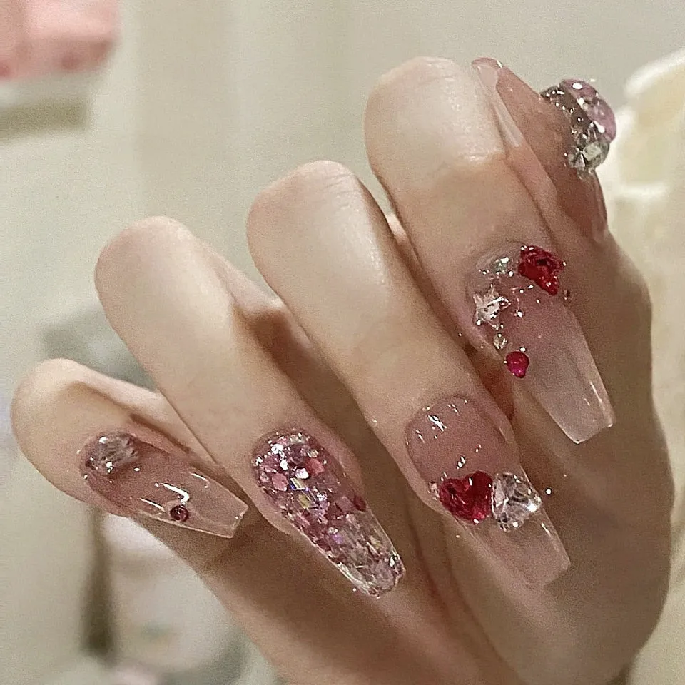 Clear Glittery Press On Nails