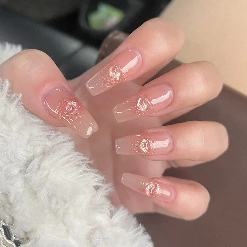 Clear Glittery Press On Nails