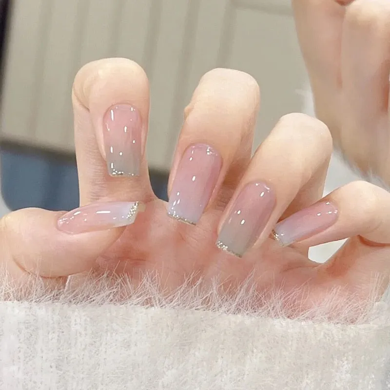 Clear Glittery Press On Nails