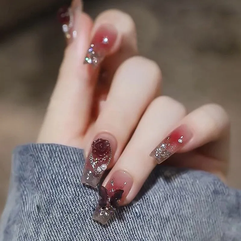 Clear Glittery Press On Nails