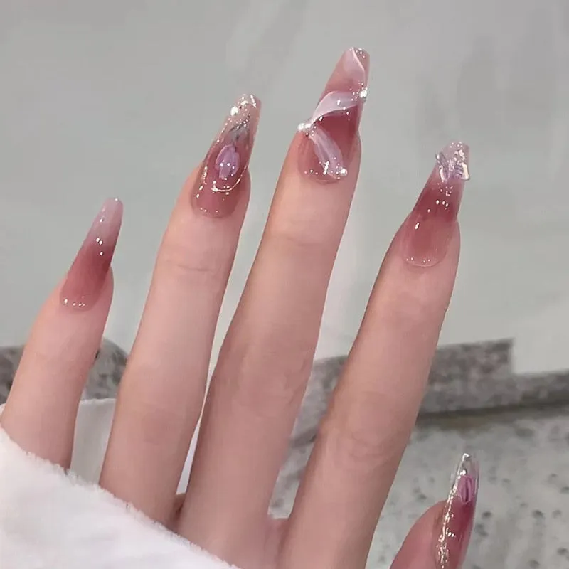 Clear Glittery Press On Nails