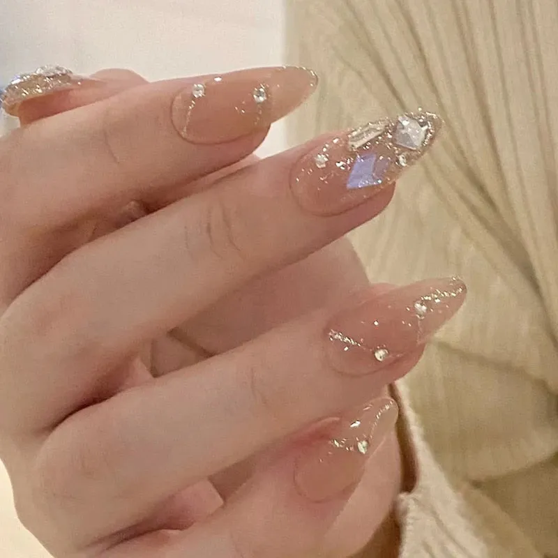 Clear Glittery Press On Nails