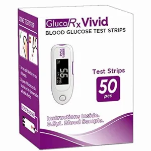 GlucoRx Vivid Blood Glucose Test Strips (50 Pcs)