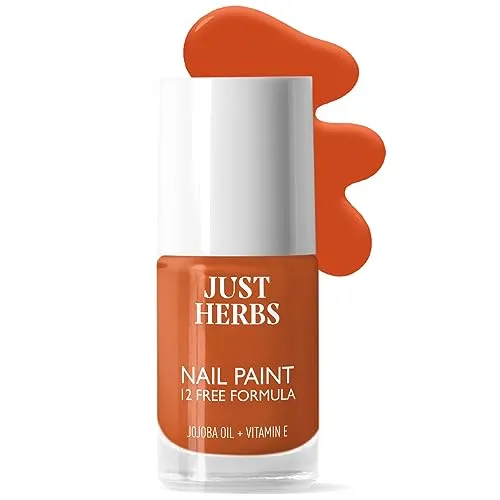 Just Herbs Nail Polish 12 Chemical Free Formula Quick Dry, Glossy Finish and Long Lasting Nail Paints (Toasted Tango)