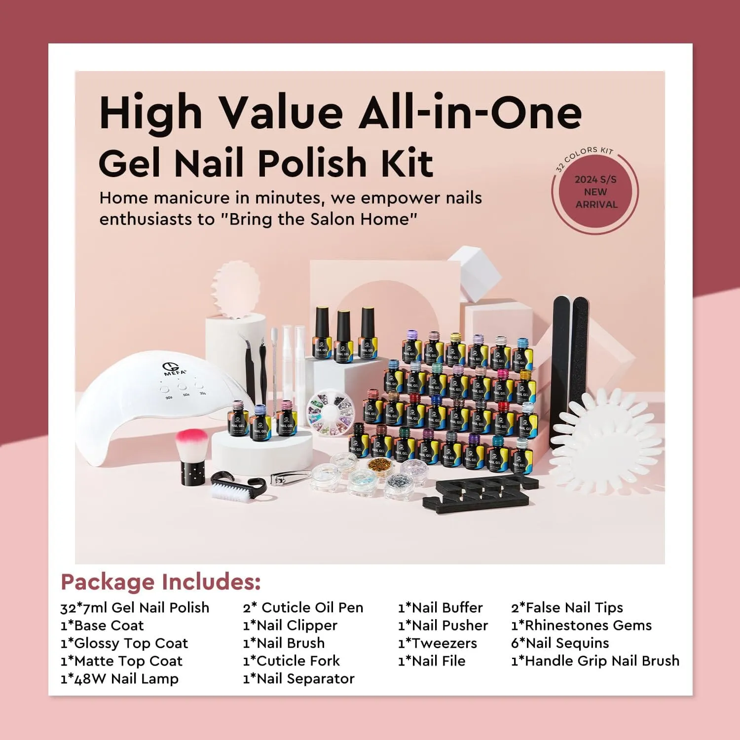 MEFA Gel Nail Polish Kit   UV Light | 56 Pcs