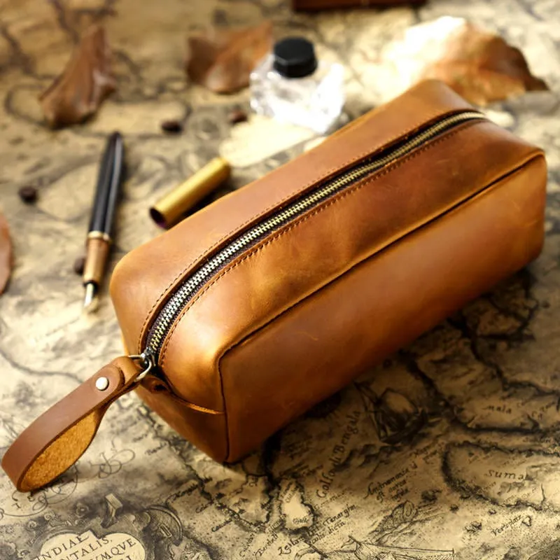 Practical Leather Pencil Case Pen Bag Box