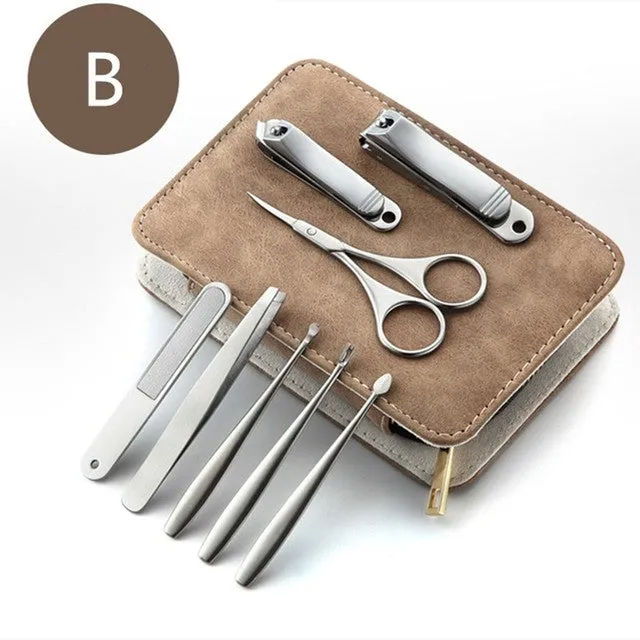 Professional Manicure Kit 8PCS Stainless Steel Nail Clippers Set Pedicure Set Nail Grooming Kit Travel Nail Tool For Women & Men