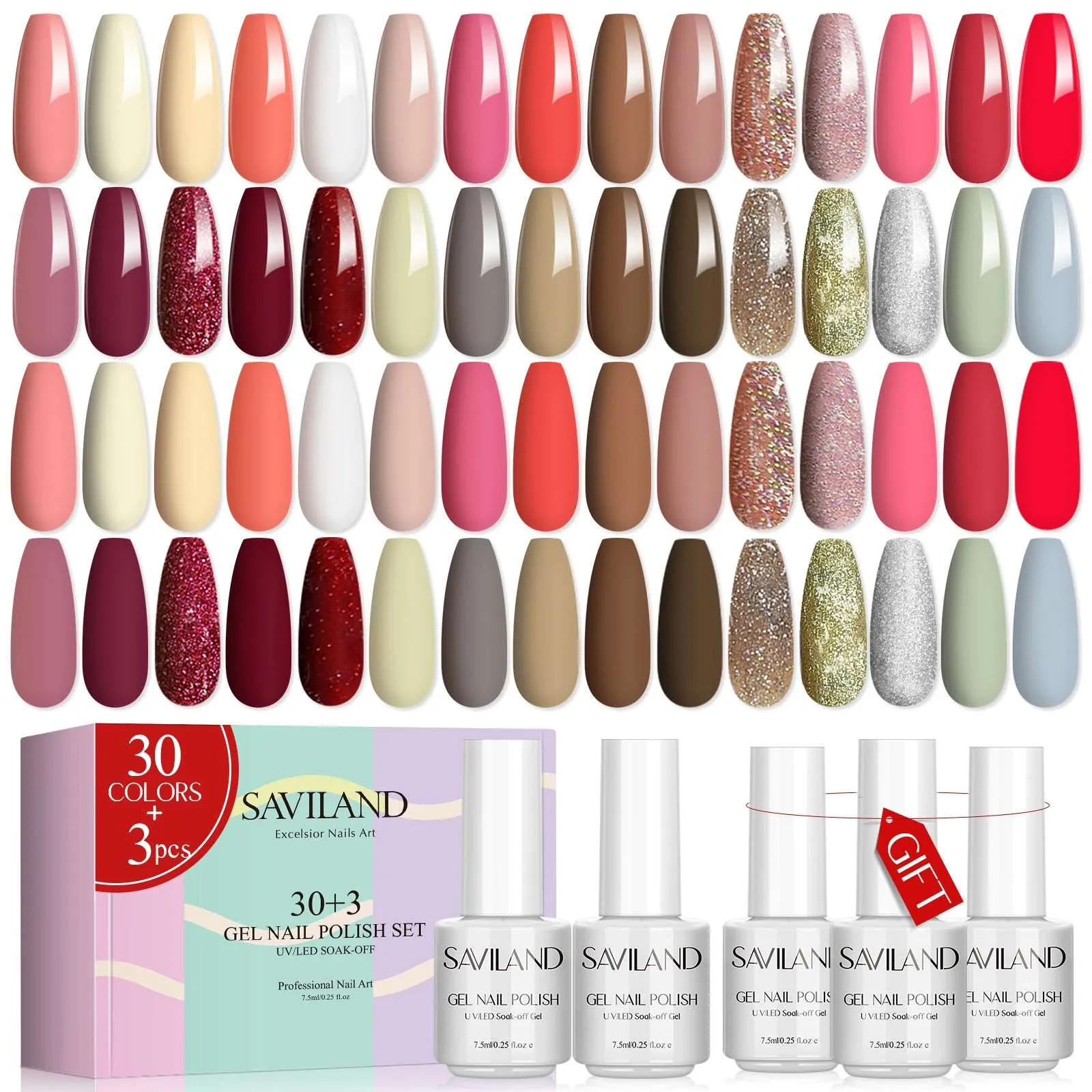 [US ONLY]33PCS Gel Nail Polish Set – 30 Colors