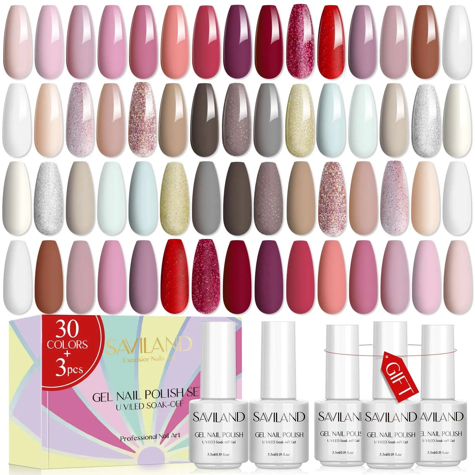 [US ONLY]33PCS Gel Nail Polish Set – 30 Colors