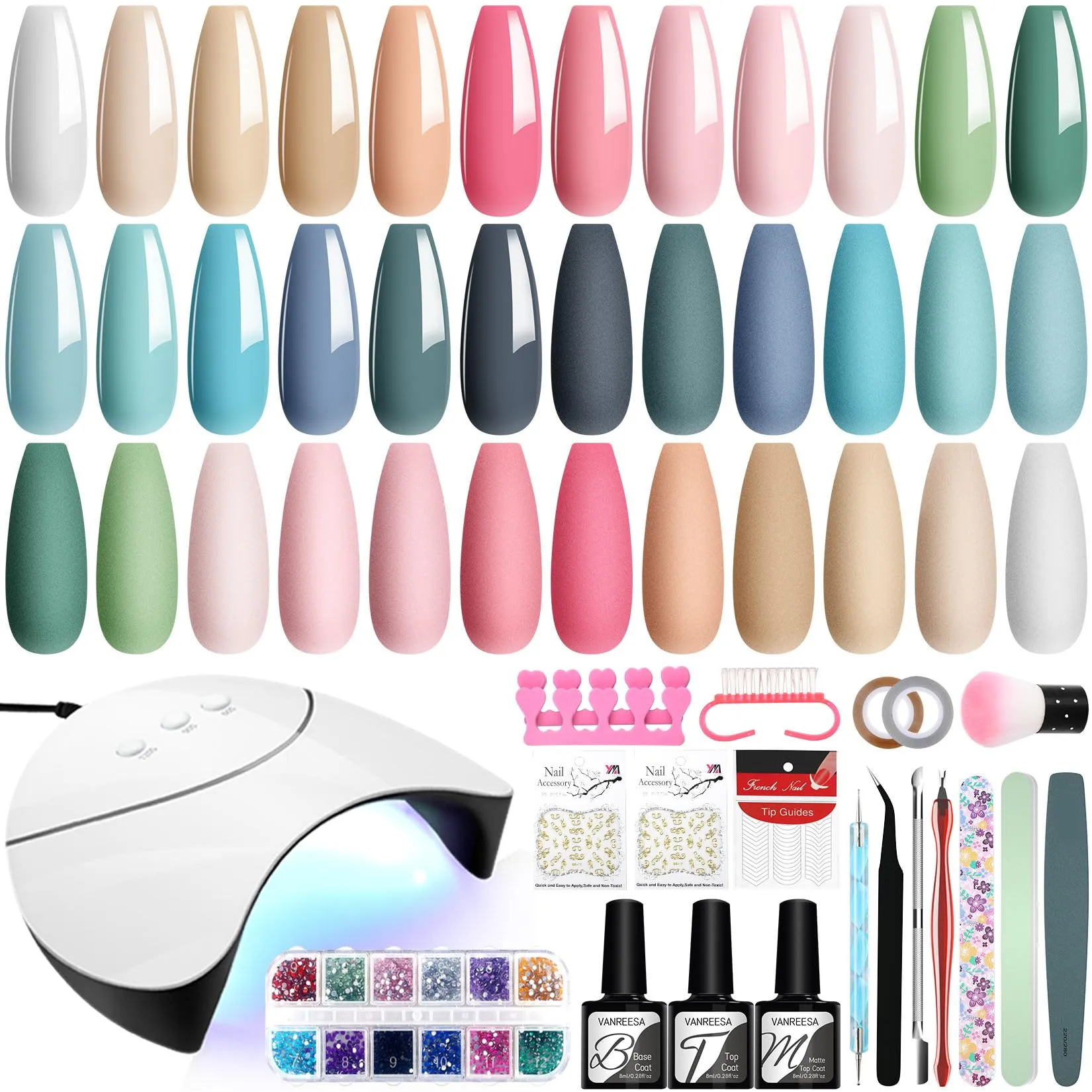 VANREESA 18 Colors Gel Nail Polish Kit | 38 Pcs Set